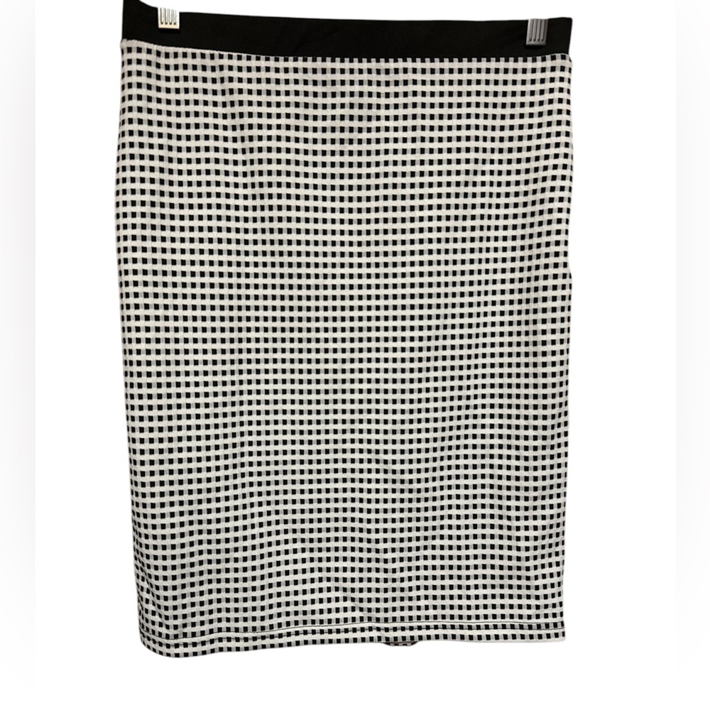 Forever 21 Black & White Checkered Skirt Womens Size L Elastic Waist Classic New
